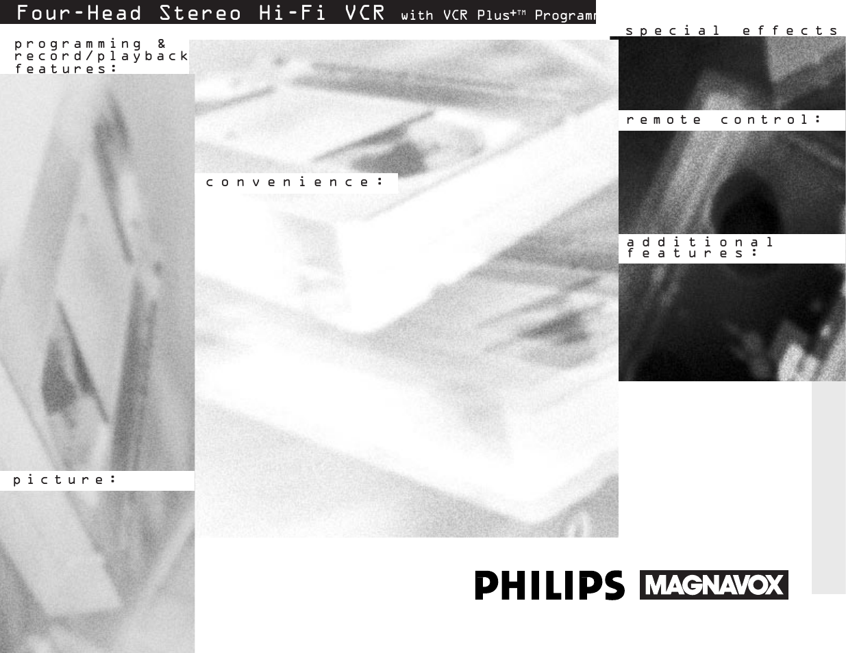 Vrx362at, Four-head stereo hi-fi vcr, With vcr plus | Programming | Philips VRX362AT User Manual | Page 2 / 2