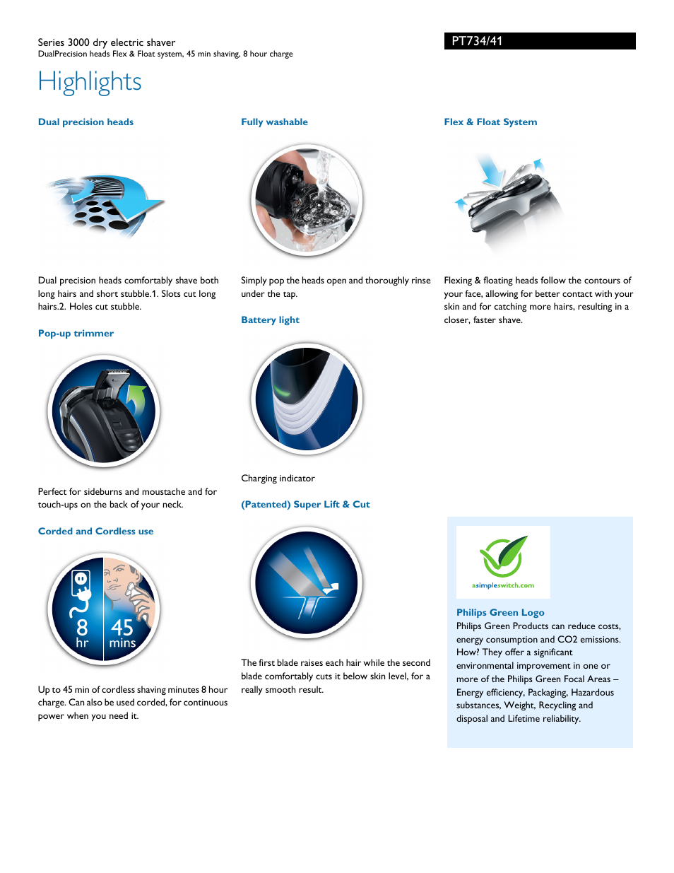 Highlights | Philips PT734-41 User Manual | Page 2 / 3