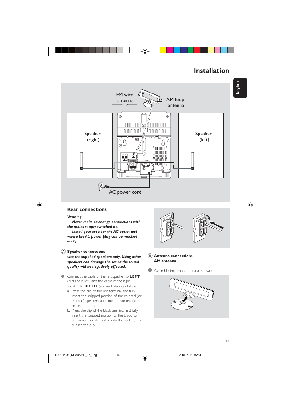 Installation | Philips MCM276R-37B User Manual | Page 13 / 34