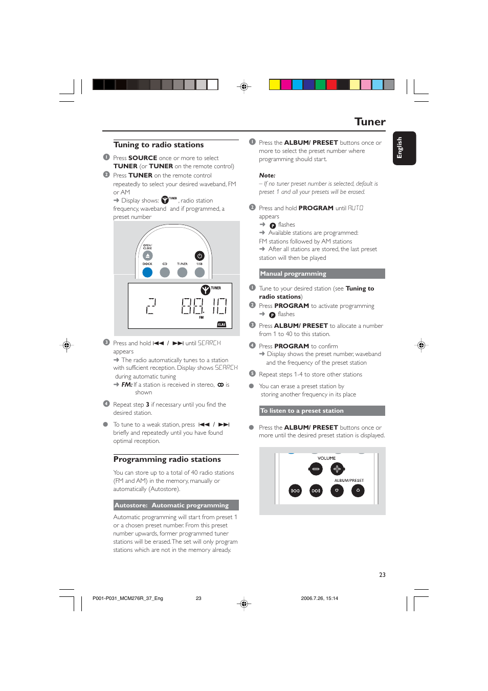 Tuner | Philips MCM276R-37B User Manual | Page 23 / 34