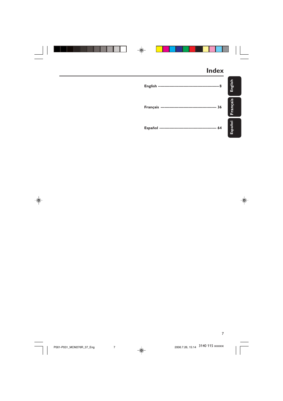 Index | Philips MCM276R-37B User Manual | Page 7 / 34