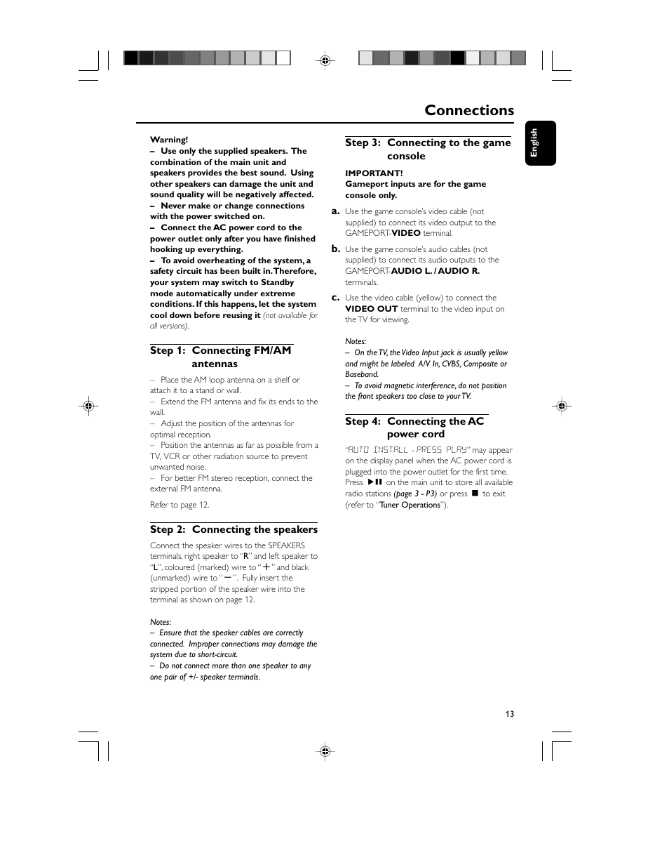 Connections | Philips FWM70-07 User Manual | Page 13 / 28