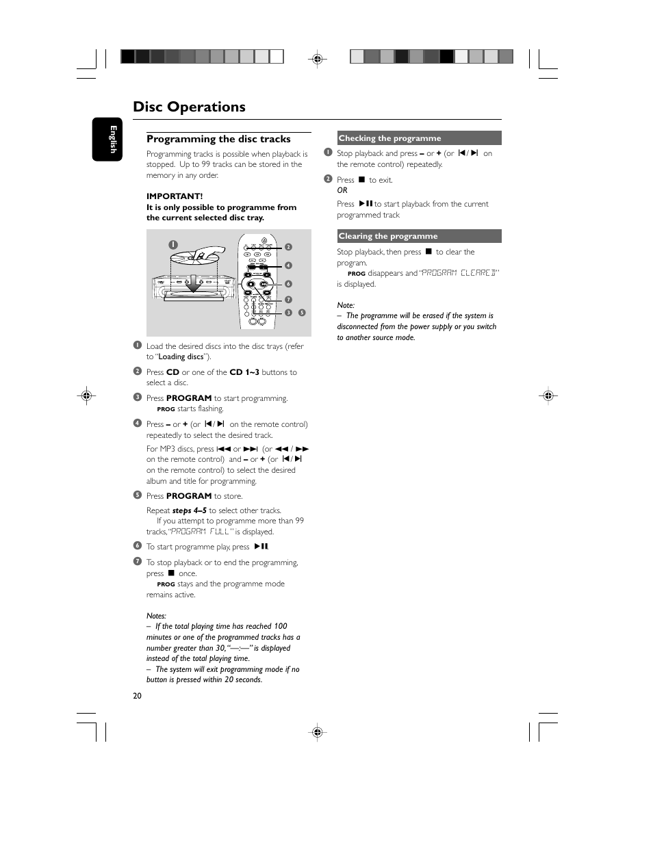 Disc operations | Philips FWM70-07 User Manual | Page 20 / 28