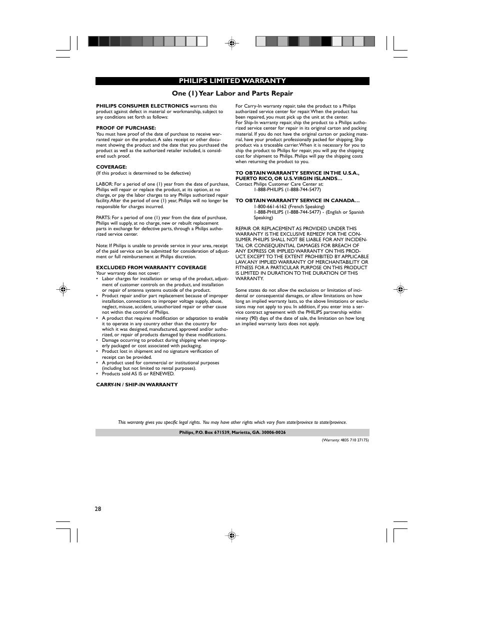 Philips FWM70-07 User Manual | Page 28 / 28