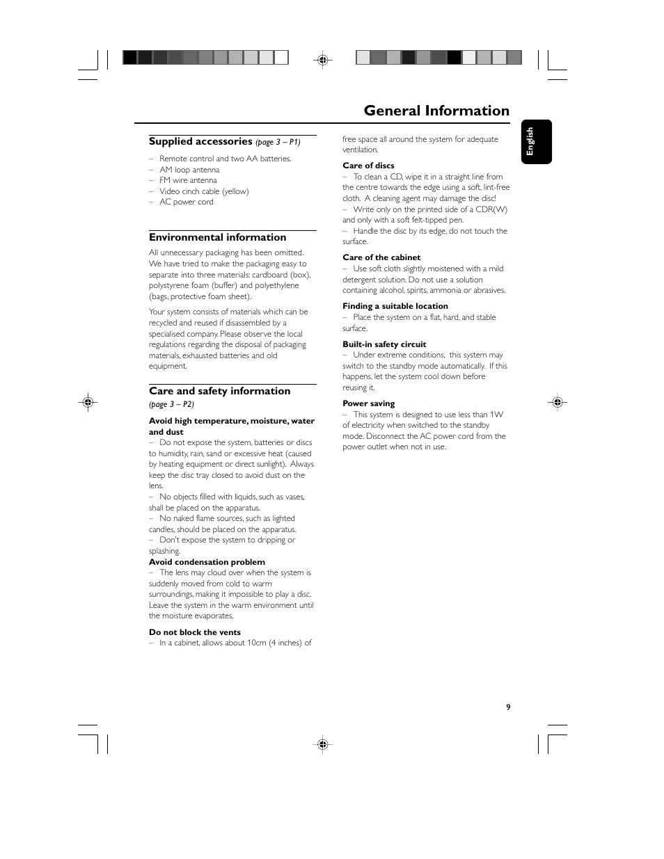 General information | Philips FWM70-07 User Manual | Page 9 / 28