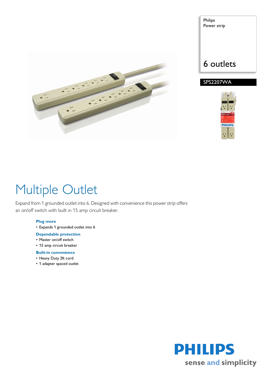 Philips SPS2207WA-17 User Manual | 2 pages