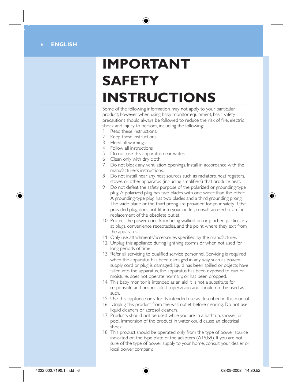 English, Important safety instructions | Philips SCD520-00 User Manual | Page 6 / 74