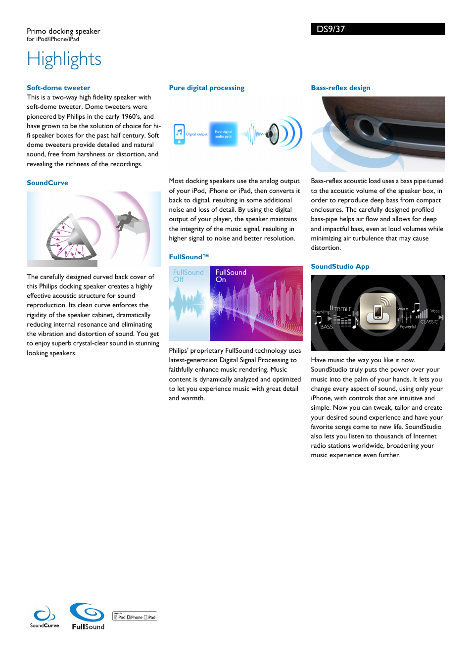 Highlights, Ds9/37 | Philips DS9-37 User Manual | Page 2 / 3