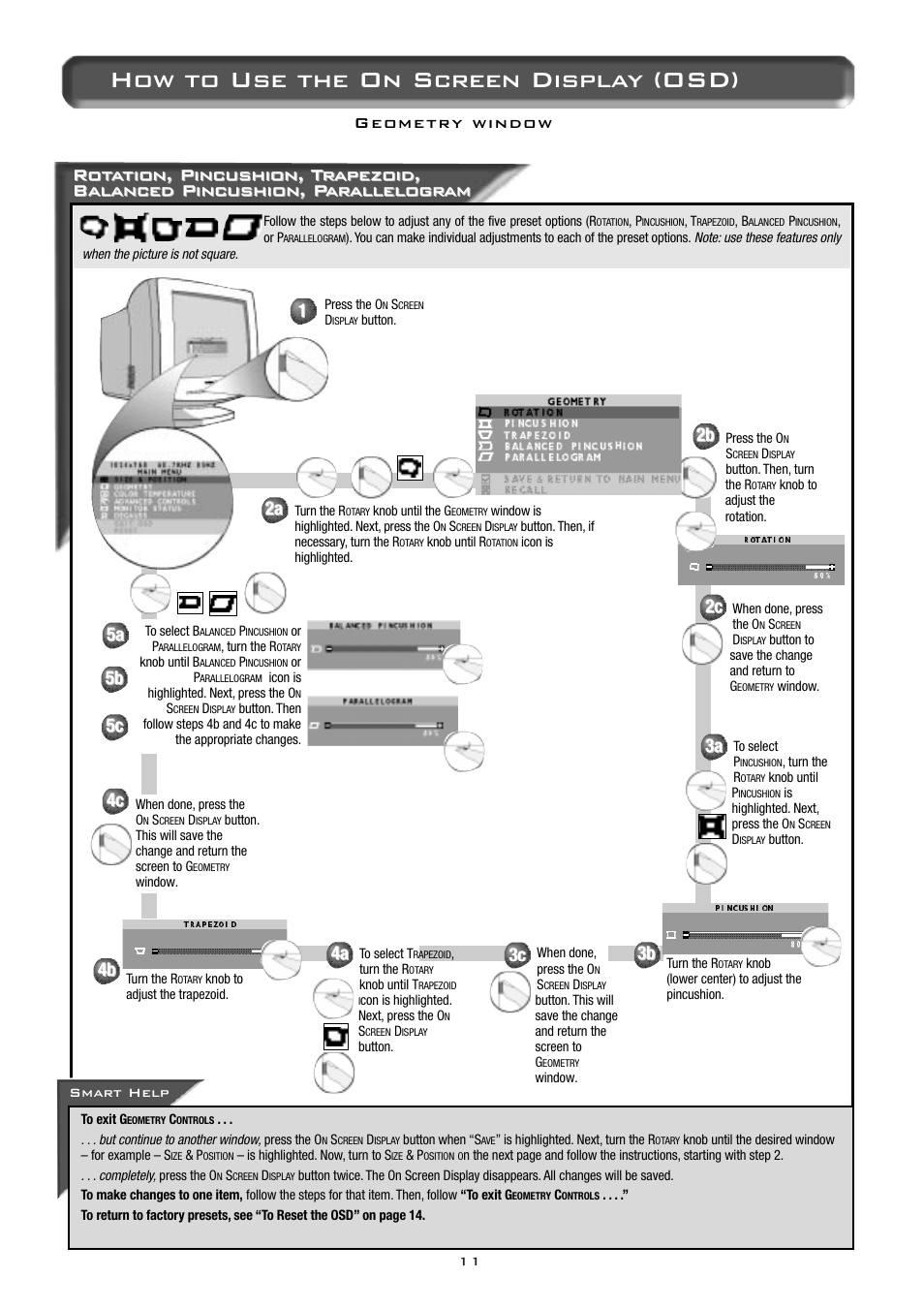 How to use the on screen display (osd) | Philips 17C2322E99 User Manual | Page 12 / 20