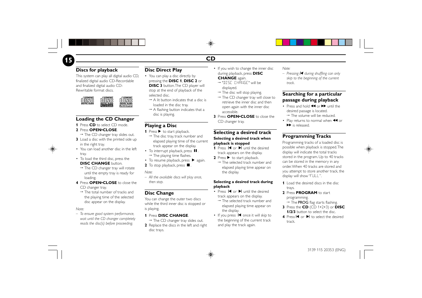 Philips FWC250 User Manual | Page 15 / 28