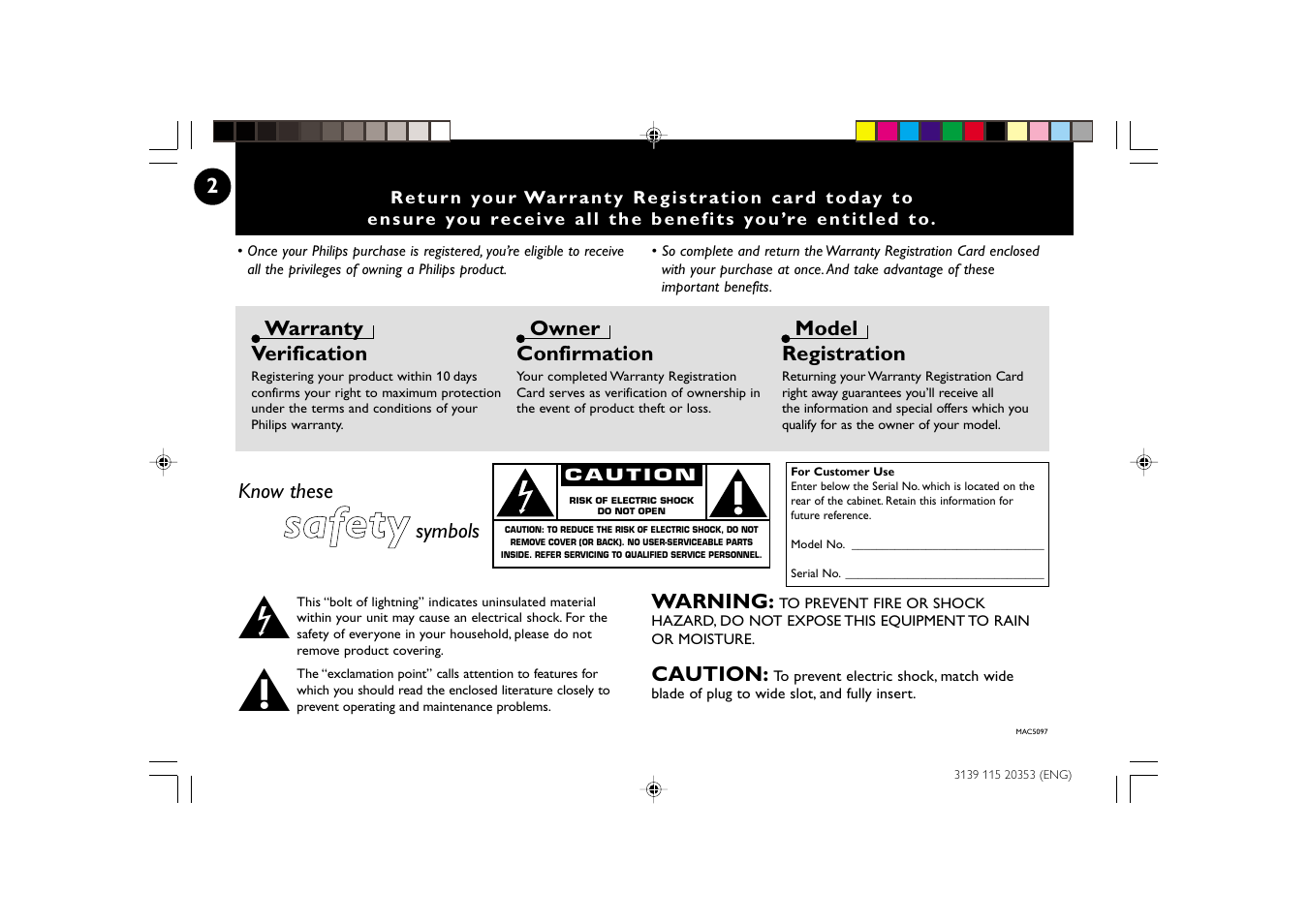 Ssa affe etty y | Philips FWC250 User Manual | Page 2 / 28