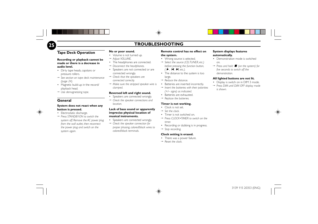 Troubleshooting | Philips FWC250 User Manual | Page 25 / 28