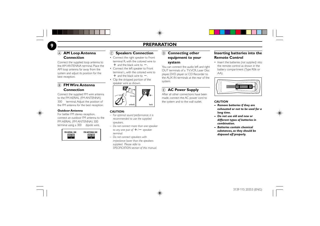 Preparation | Philips FWC250 User Manual | Page 9 / 28