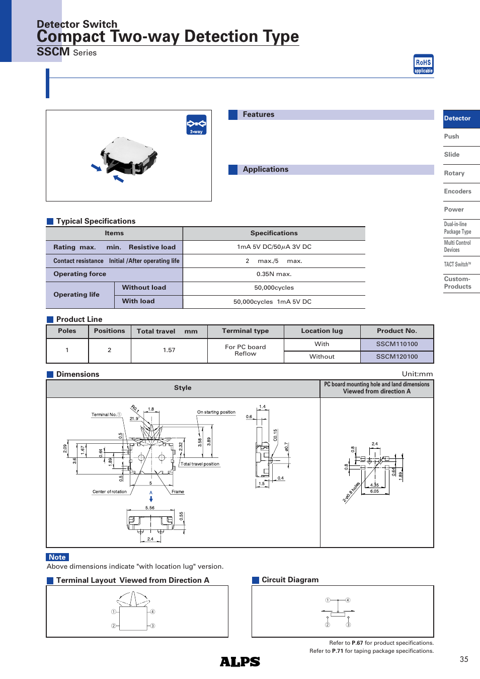 Alps Electric SSCM Series User Manual | 4 pages