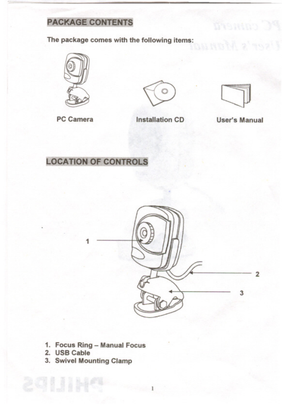 Package contents, Location of controls | Philips SIC4700-37 User Manual | Page 2 / 12