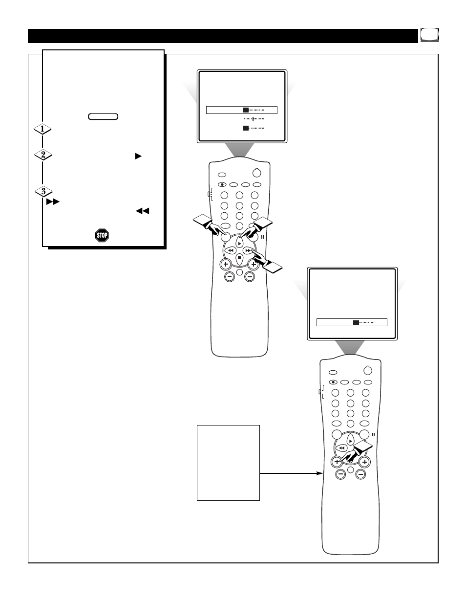 Tv v, Sing the, Olume | Ontrol, Or 1 3 2 1, Button to decrease the sound | Philips 20PT91S User Manual | Page 23 / 40