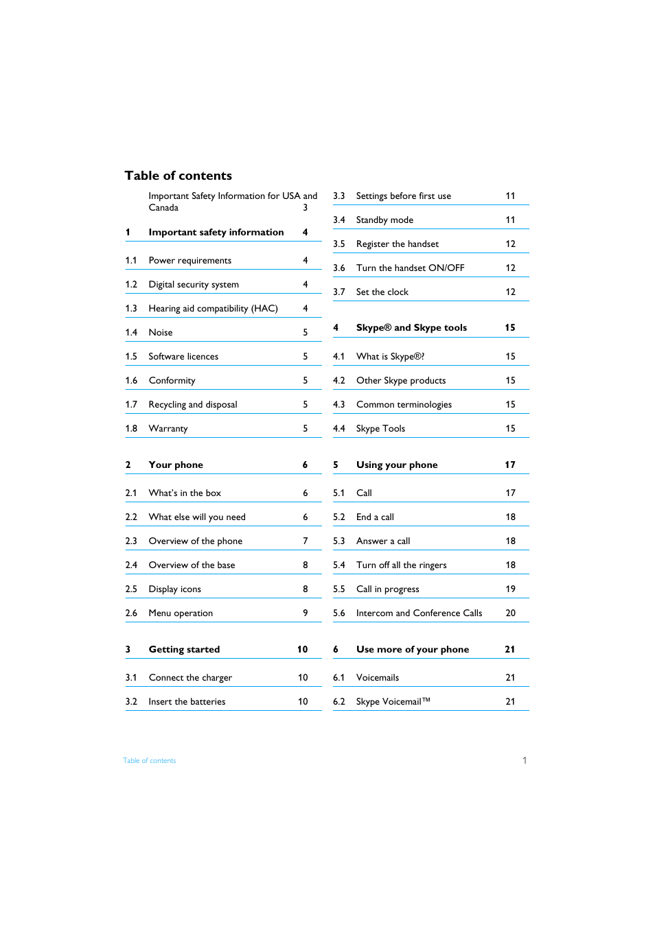 Philips Internet-DECT phone VOIP8411B User Manual | Page 3 / 50