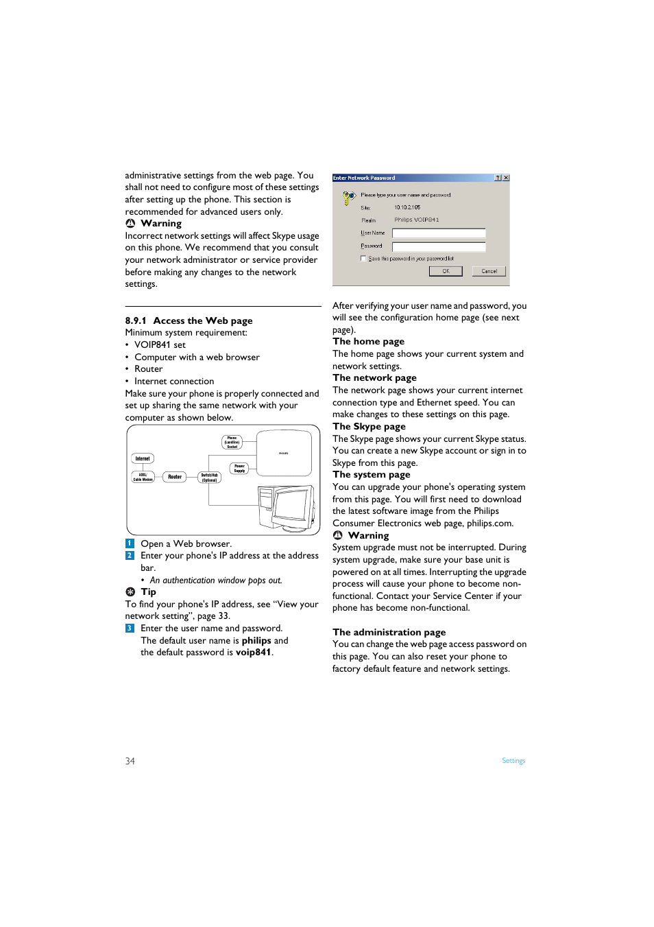 Philips Internet-DECT phone VOIP8411B User Manual | Page 36 / 50