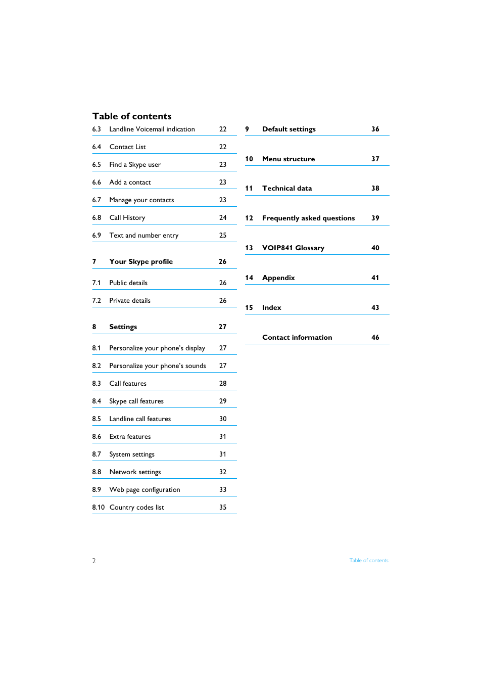 Philips Internet-DECT phone VOIP8411B User Manual | Page 4 / 50