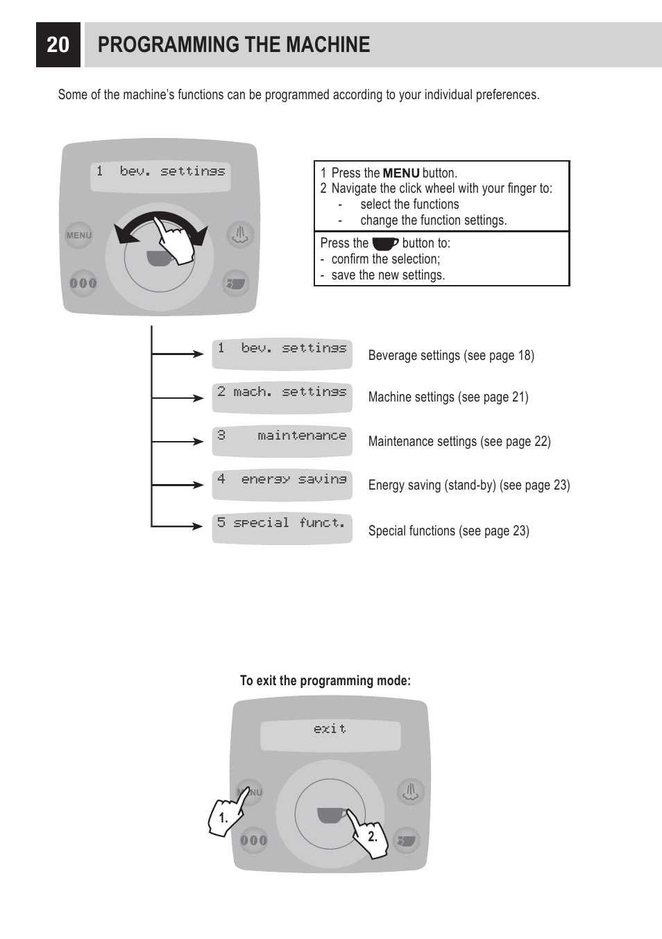 20 programming the machine | Philips 10002865 User Manual | Page 22 / 36