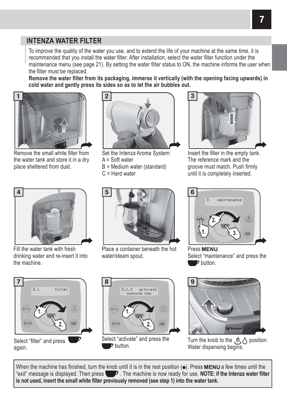 Intenza water filter | Philips 10002865 User Manual | Page 9 / 36