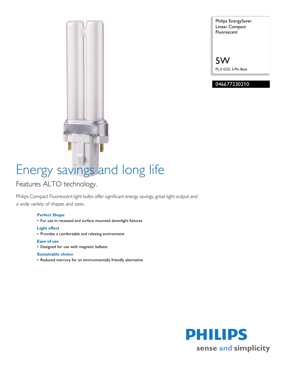 Philips 046677230210 User Manual | 2 pages