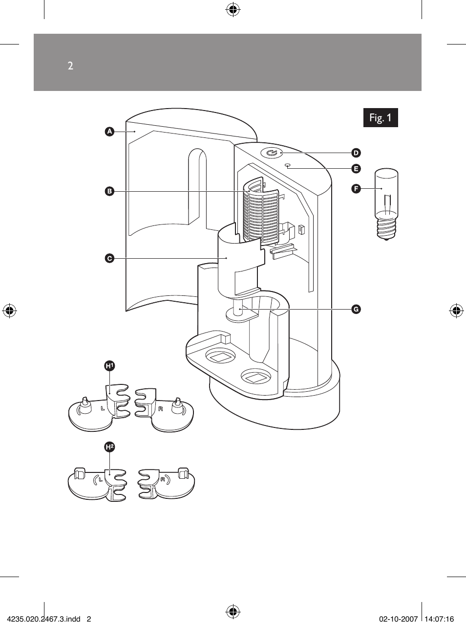 Fig. 1 | Philips Sonicare UV Brush Head Sanitizer HX7990 User Manual | Page 2 / 16