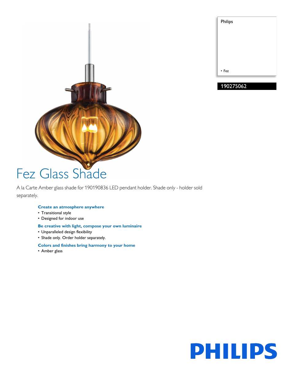 Philips 190275062 User Manual | 2 pages