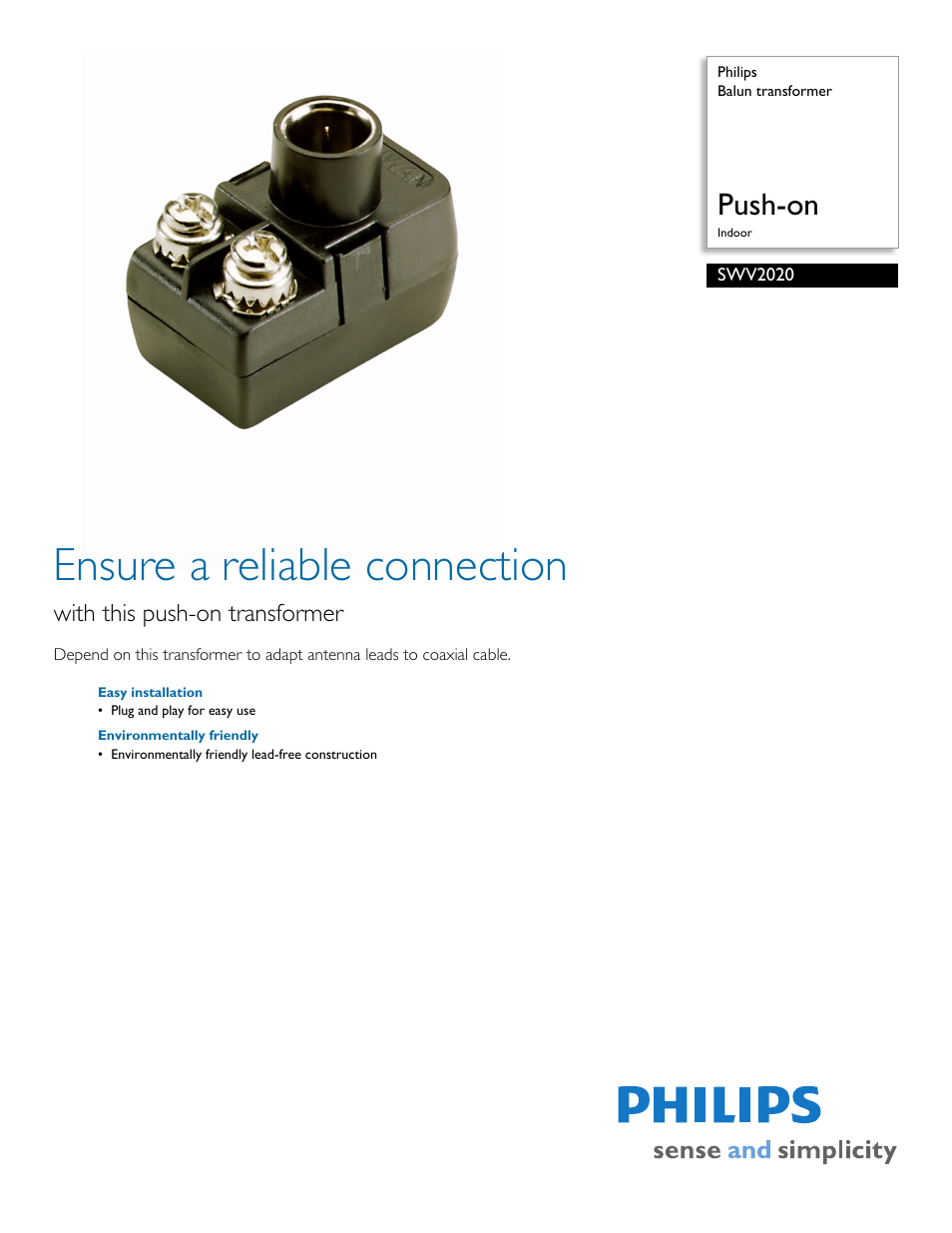 Philips SWV2020-17 User Manual | 2 pages