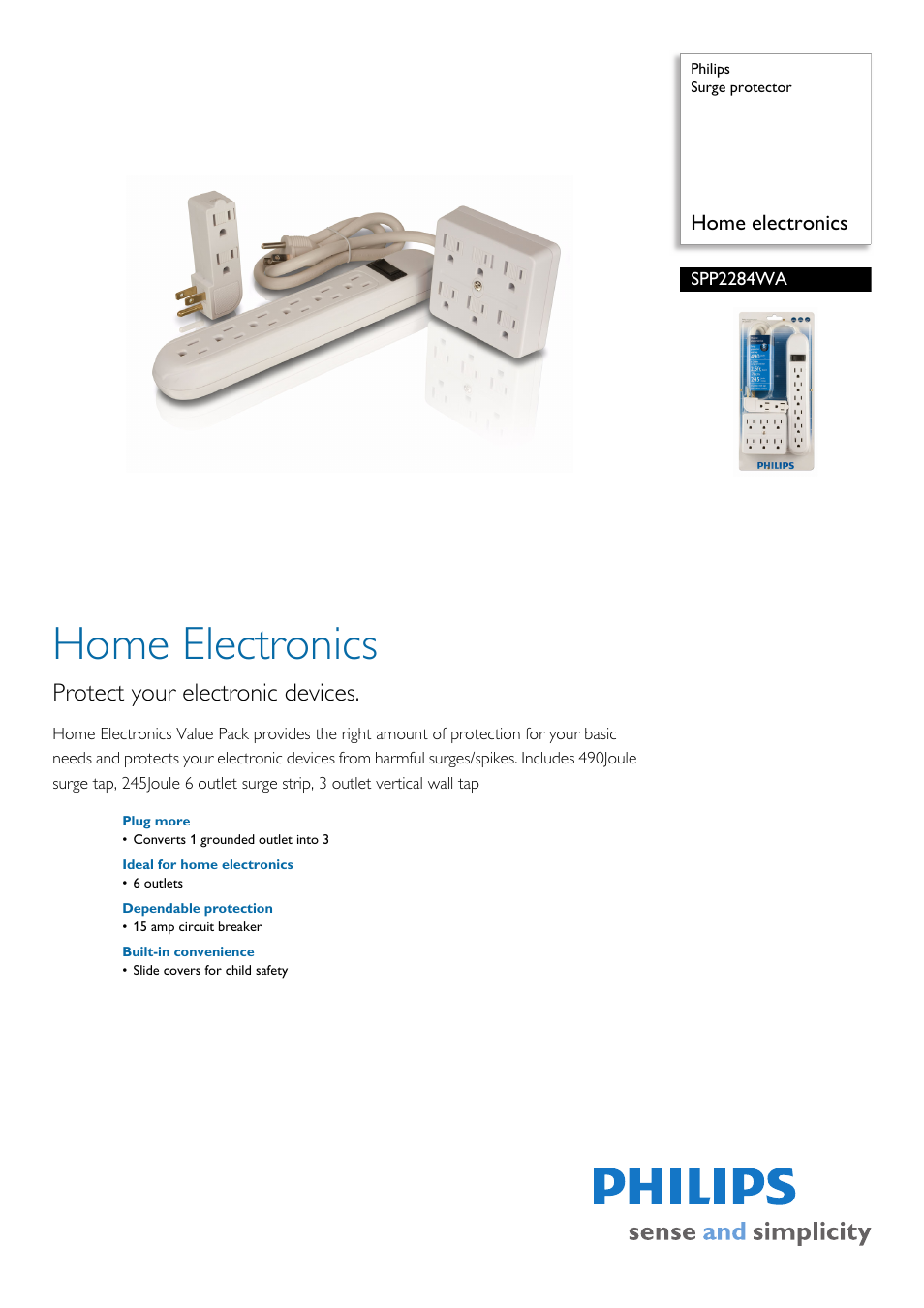 Philips SPP2284WA-17 User Manual | 2 pages