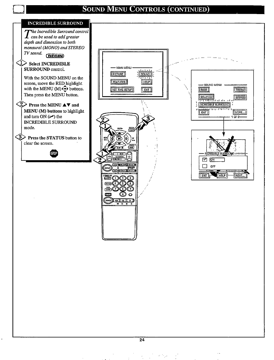 Ound, Ontrols, Continued | Philips MX3297B User Manual | Page 24 / 56