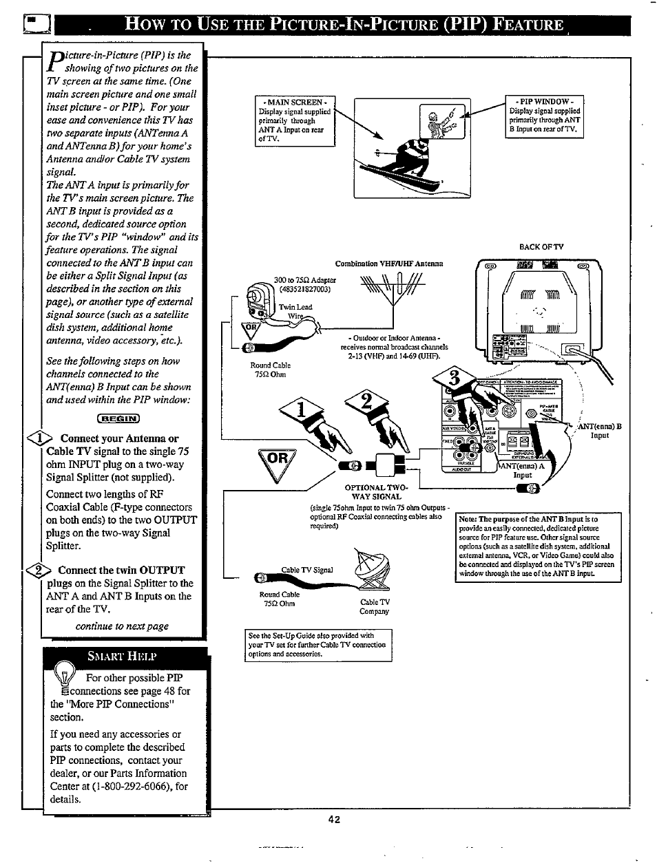 How to use the picture-in-picture (pip) feature, How to u, Pip) f | Icture, Eature | Philips MX3297B User Manual | Page 42 / 56