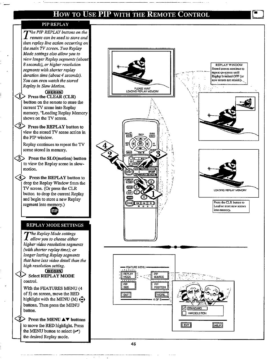 How то use pip with the remote control, How то u | Philips MX3297B User Manual | Page 45 / 56