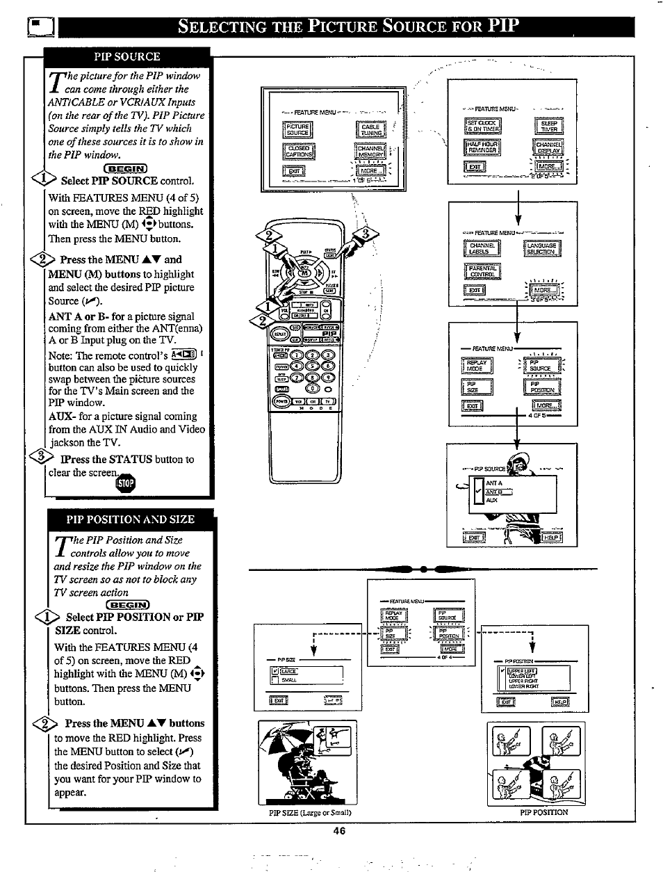 Selecting the picture source for pip | Philips MX3297B User Manual | Page 46 / 56