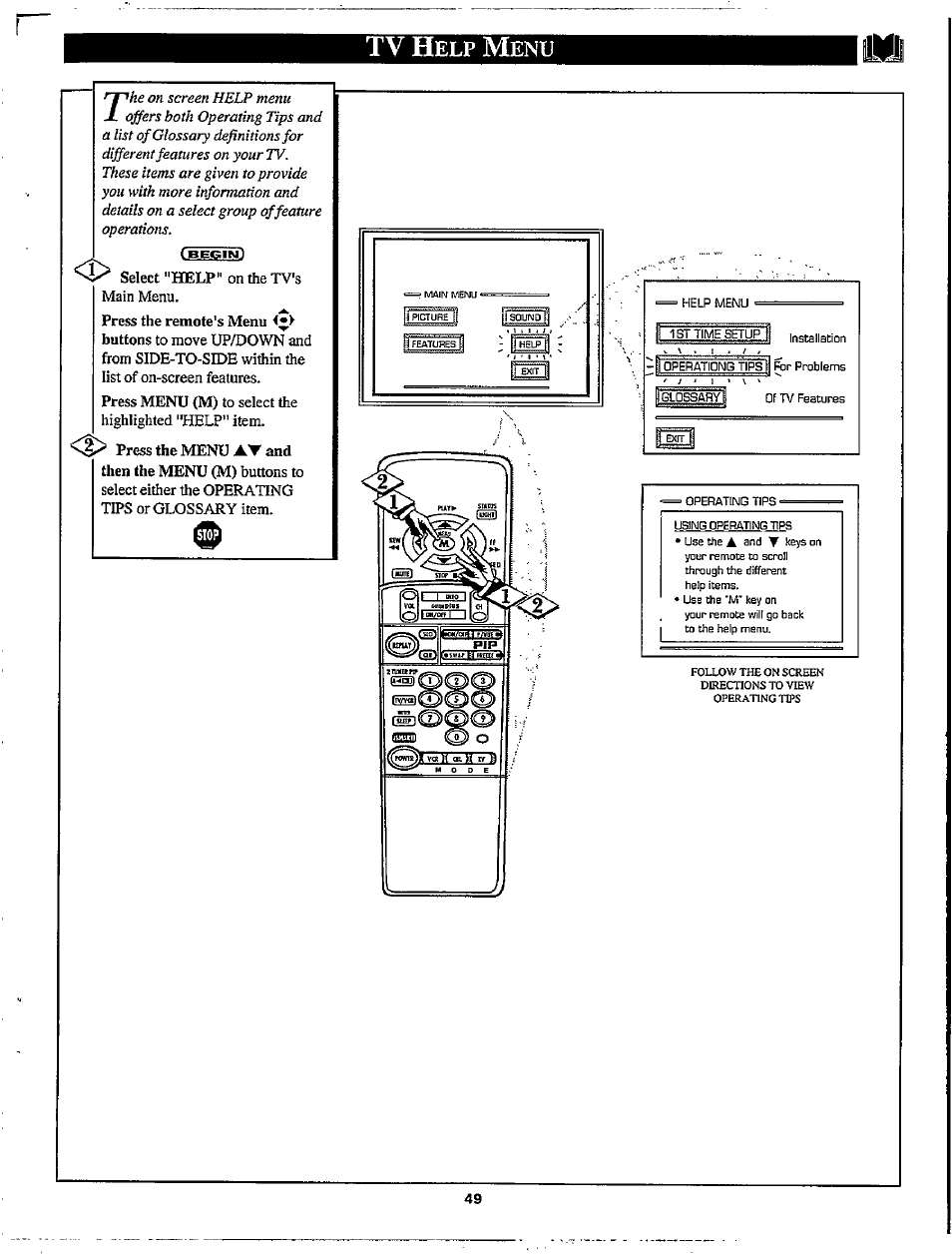 Tv help menu | Philips MX3297B User Manual | Page 49 / 56