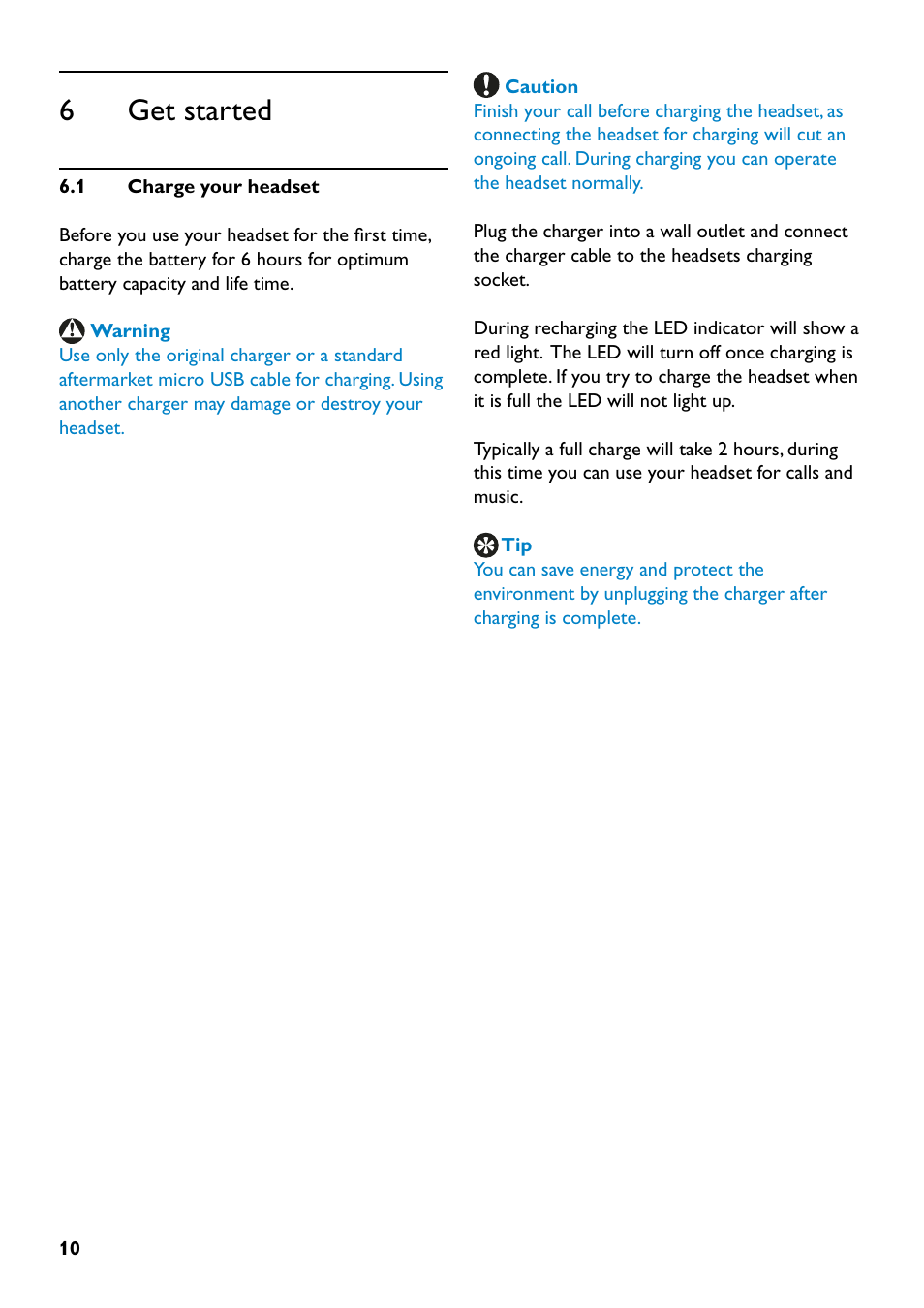 6 get started | Philips SHB7110-37 User Manual | Page 10 / 21