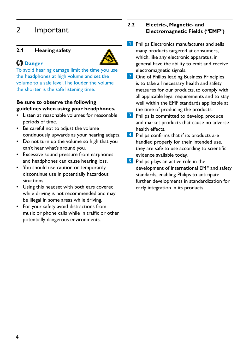 2 important | Philips SHB7110-37 User Manual | Page 4 / 21