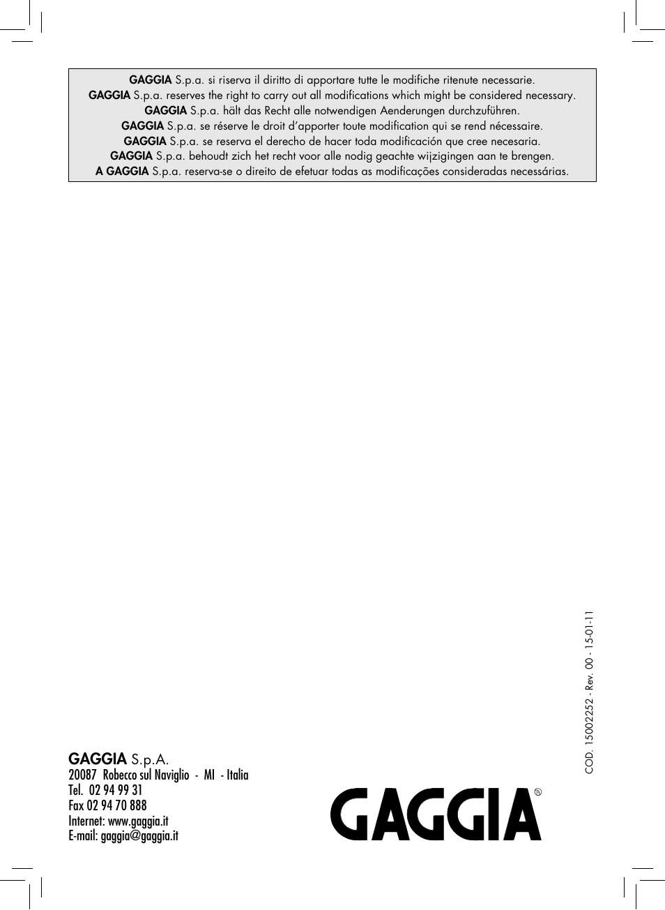 Philips GAGGIA NEW ES06 COLOR RED User Manual | 76 pages