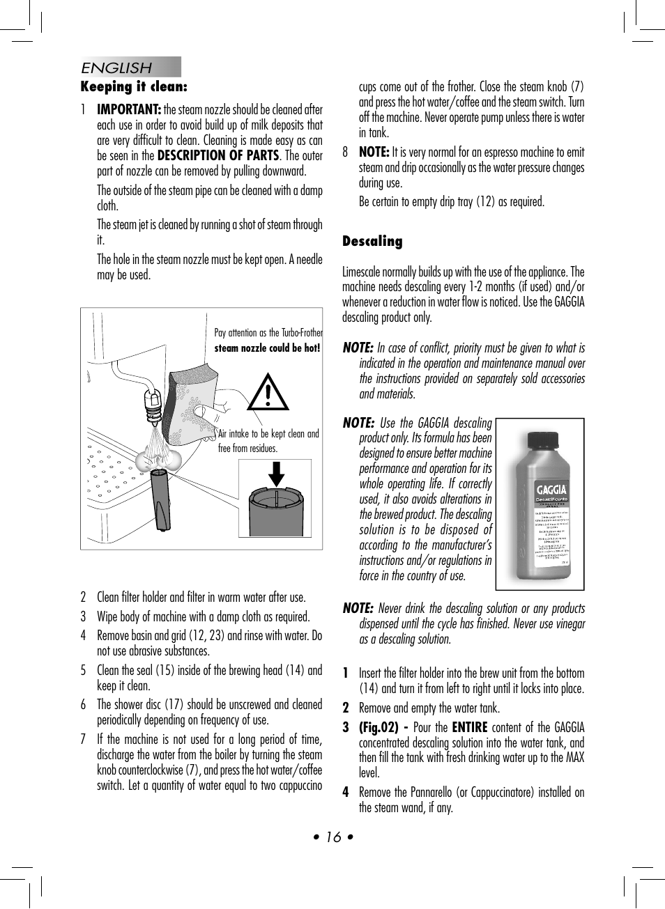 Philips GAGGIA NEW ES06 COLOR RED User Manual | Page 19 / 76