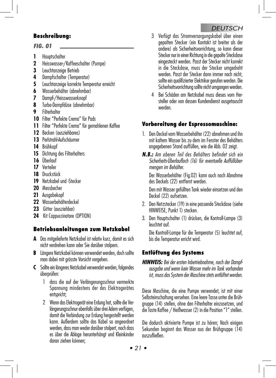 Philips GAGGIA NEW ES06 COLOR RED User Manual | Page 24 / 76