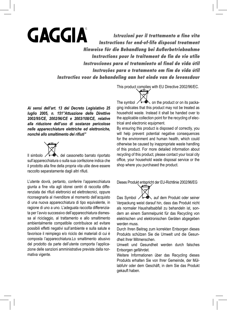Philips GAGGIA NEW ES06 COLOR RED User Manual | Page 73 / 76
