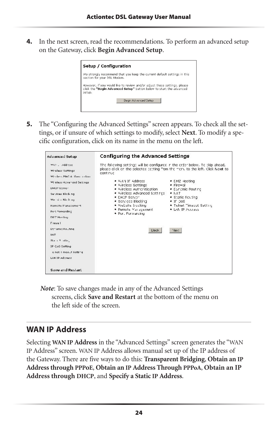 Wan ip address | Actiontec electronic Wireless DSL Gateway GT704WG-QW04 User Manual | Page 27 / 97