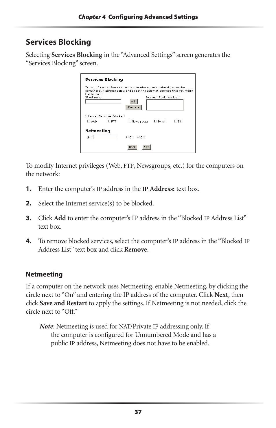 Services blocking | Actiontec electronic Wireless DSL Gateway GT704WG-QW04 User Manual | Page 40 / 97