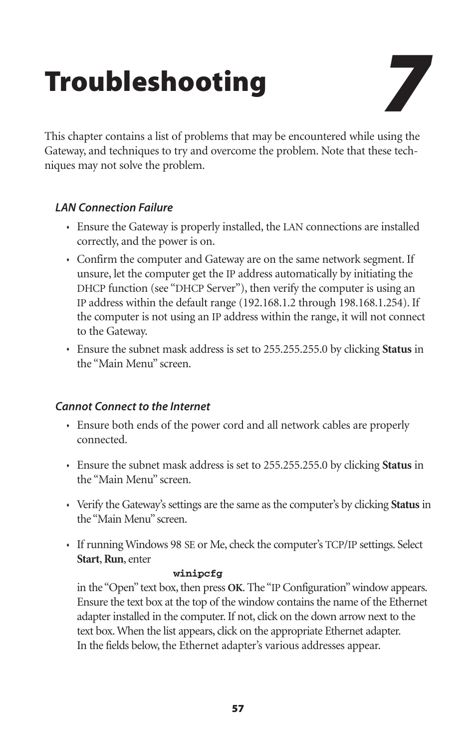 Troubleshooting | Actiontec electronic Wireless DSL Gateway GT704WG-QW04 User Manual | Page 60 / 97