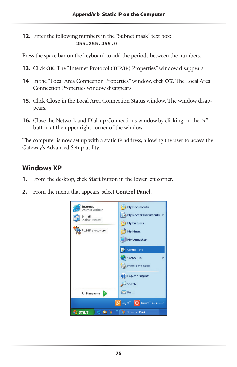 Windows xp | Actiontec electronic Wireless DSL Gateway GT704WG-QW04 User Manual | Page 78 / 97