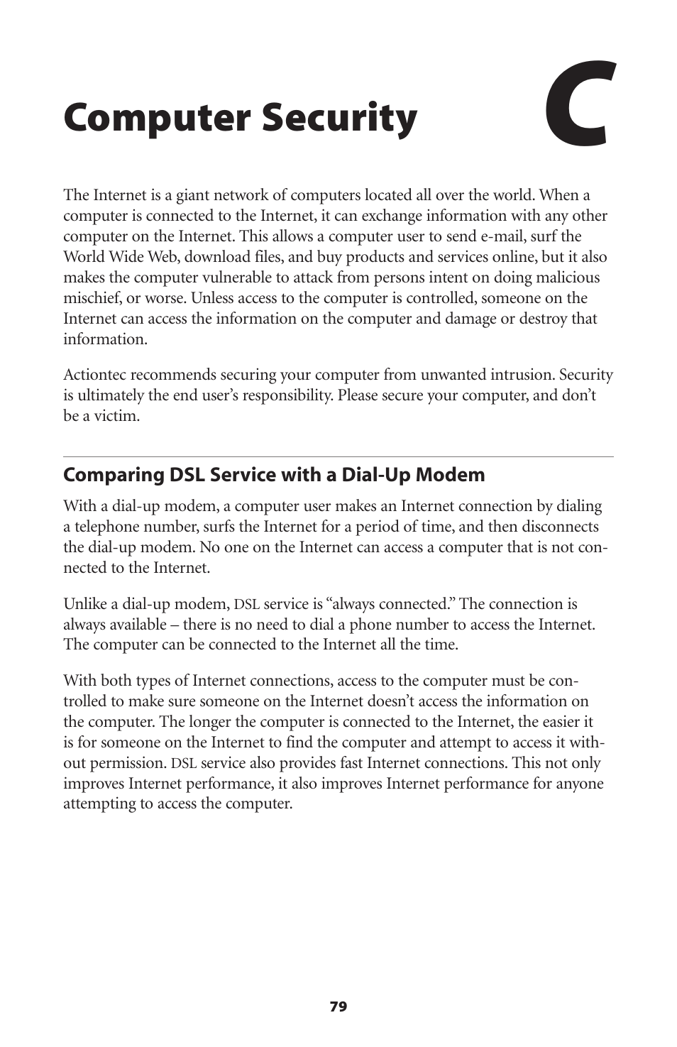 Computer security | Actiontec electronic Wireless DSL Gateway GT704WG-QW04 User Manual | Page 82 / 97