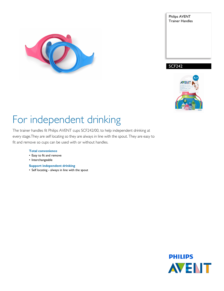 Philips AVENT Trainer Handles SCF242 User Manual | 2 pages