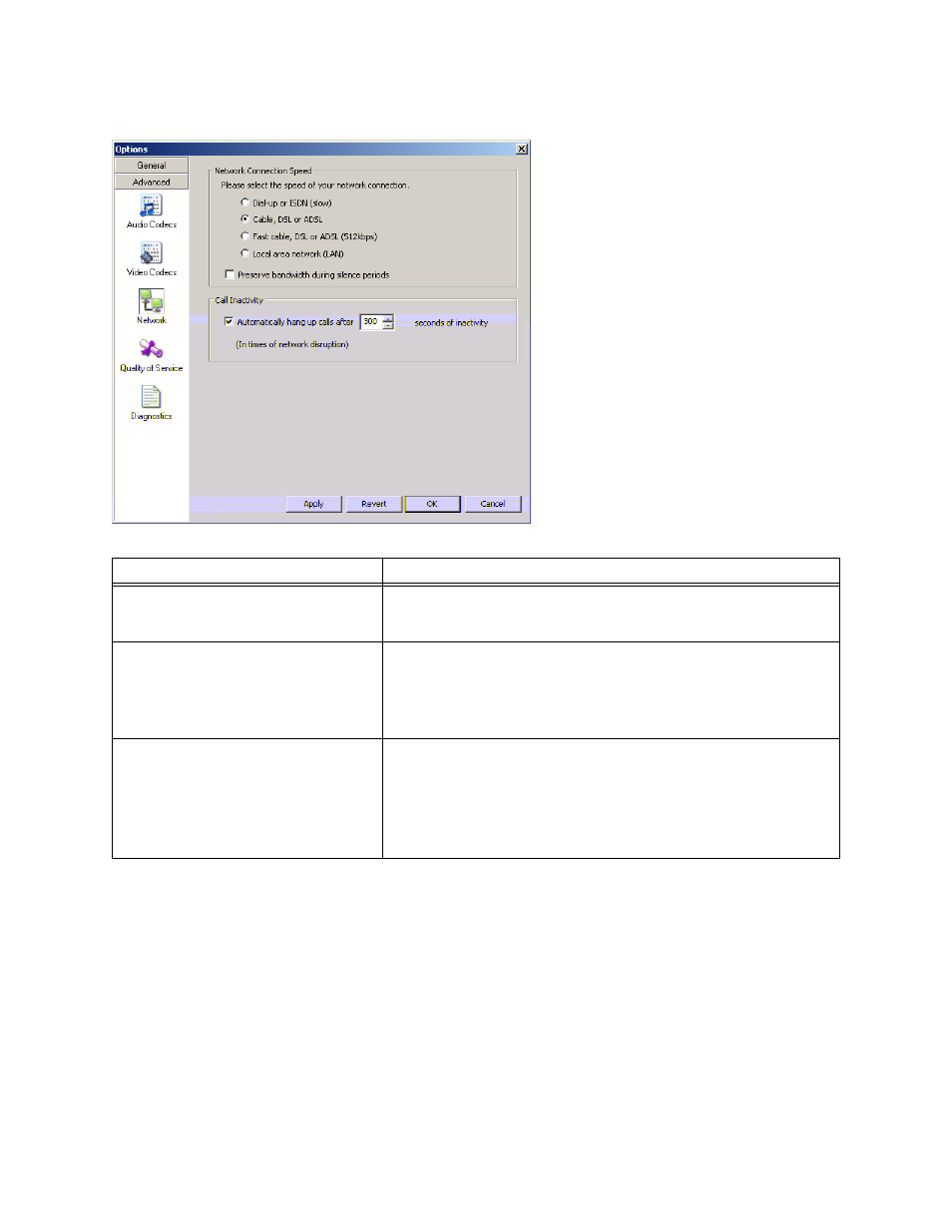 Options – advanced – network | Actiontec electronic 1.5 Telephone User Manual | Page 43 / 70