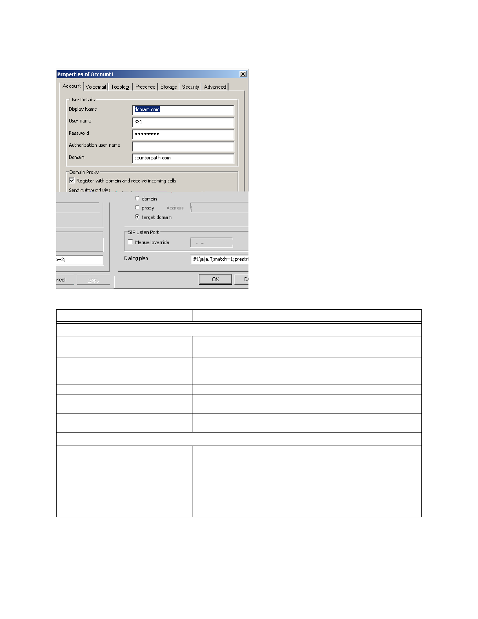 Account properties – account | Actiontec electronic 1.5 Telephone User Manual | Page 47 / 70