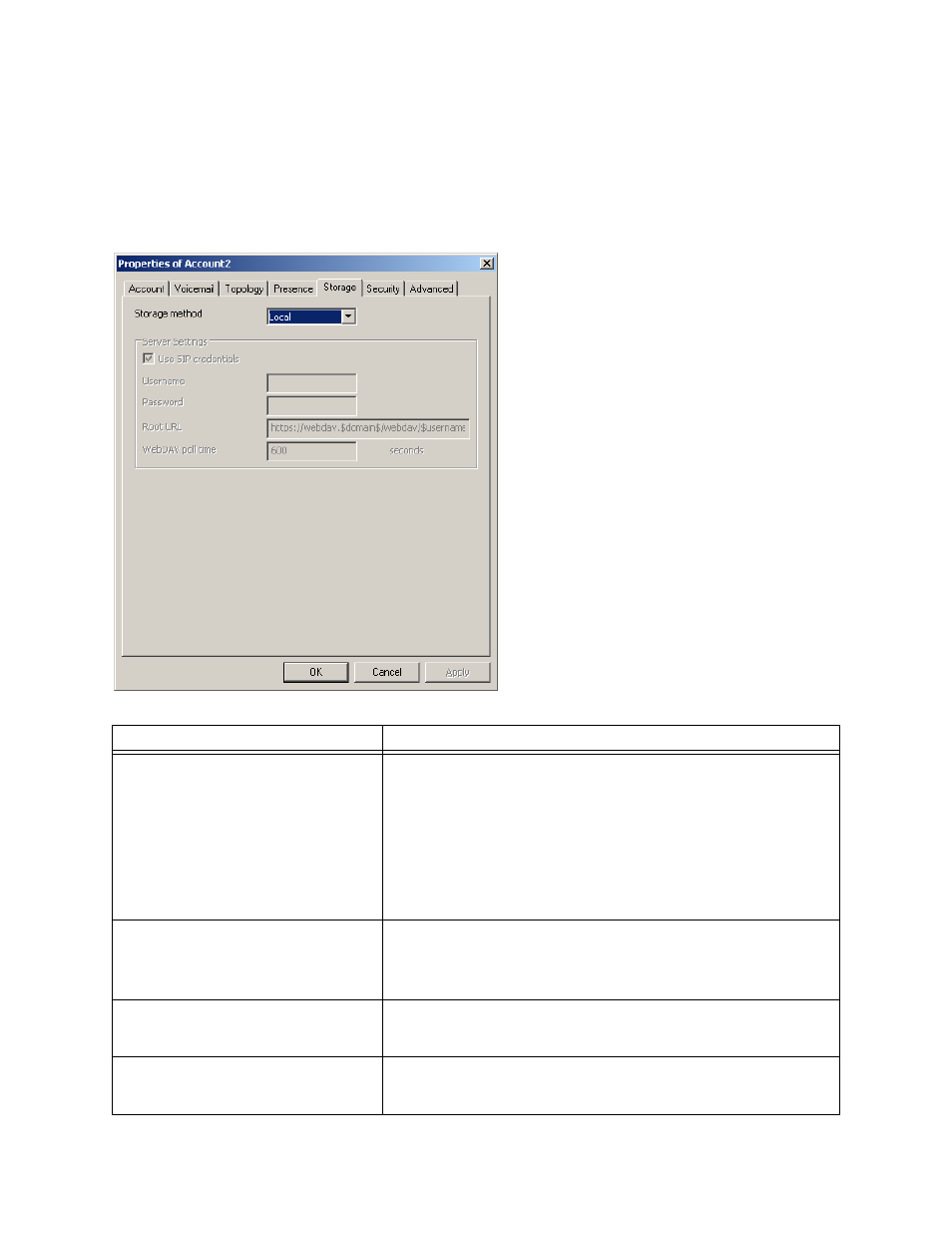 Account properties – storage | Actiontec electronic 1.5 Telephone User Manual | Page 54 / 70